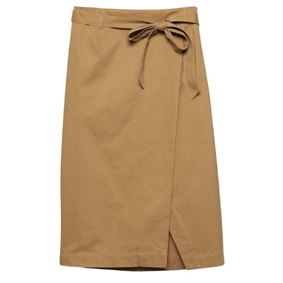 Banana Republic Factory Khaki Chino Wrap A-Line Midi Skirt - Picture 4 of 9